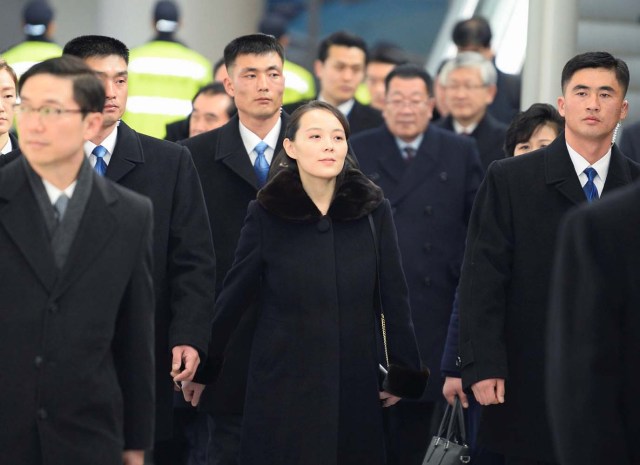 North Korea's leader Kim Jong Un's younger sister Kim Yo Jong arrives at Incheon International Airport, South Korea, in this photo taken by Kyodo February 9, 2018. Mandatory credit Kyodo/via REUTERS ATTENTION EDITORS - THIS IMAGE WAS PROVIDED BY A THIRD PARTY. MANDATORY CREDIT. JAPAN OUT. NO COMMERCIAL OR EDITORIAL SALES IN JAPAN.