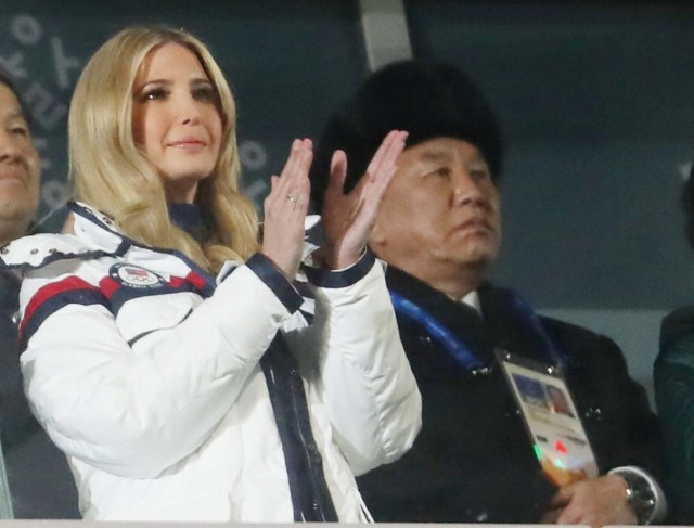 Pyeongchang 2018 Winter Olympics - Closing ceremony - Pyeongchang Olympic Stadium - Pyeongchang, South Korea - February 25, 2018 - Ivanka Trump, U.S. President Donald Trump's daughter and senior White House adviser, and Kim Yong Chol of the North Korea delegation attend the closing ceremony. REUTERS/Lucy Nicholson TPX IMAGES OF THE DAY