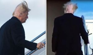 El viento le toma el pelo a Trump y evidencia que es medio calvo (video)