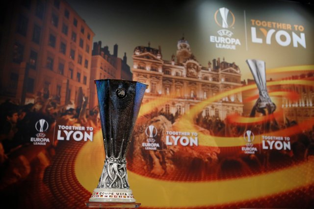 Soccer Football - Europa League Quarter-Final Draw - Nyon, Switzerland - March 16, 2018  The Europa League trophy during the draw  REUTERS/Pierre Albouy