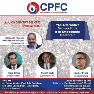 Centro de Formación Ciudadana realiza el Foro “Alternativa democrática ante la emboscada electoral”