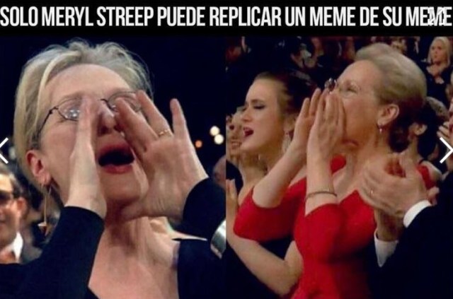Meryl Streep 'repitió' el meme con el que la recordaban de la ceremonia de los Óscar del año pasado. Foto: Instagram: @moriderisa