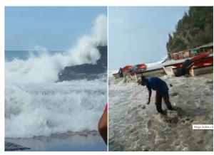 Olas arrastran vehículos e inundan Malecón de Choroní (VIDEOS)