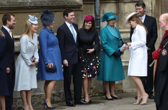 Members of Britain's royal family arrive for the annual Easter Sunday service at St George's Chapel at Windsor Castle in Windsor, Britain, April 1, 2018. REUTERS/Simon Dawson