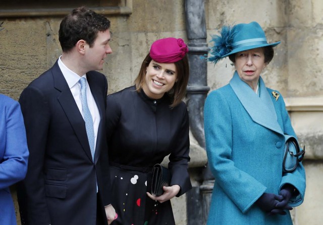Britain's Princess Eugenie and other members of Britain's royal family arrive for the annual Easter Sunday service at St George's Chapel at Windsor Castle in Windsor, Britain, April 1, 2018. Tolga Akmen/Pool via Reuters