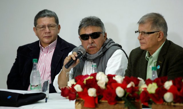 FILE PHOTO: Colombia's Marxist FARC Jesus Santrich speaks during a news conference in Bogota, Colombia November 16, 2017. REUTERS/Jaime Saldarriaga/File Photo