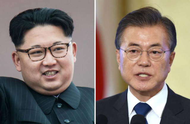 Moon Jae-In y Kim Jong Un. AFP