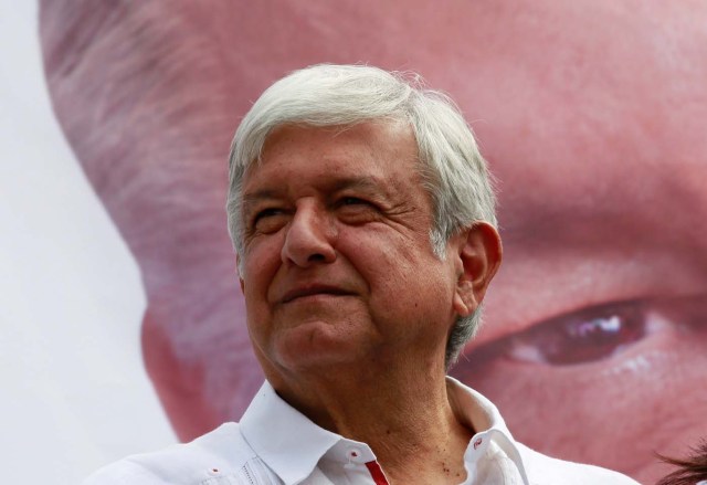 Leftist front-runner Andres Manuel Lopez Obrador of the National Regeneration Movement (MORENA) is pictured during his campaign rally in Mexico City, Mexico May 2, 2018. REUTERS/Carlos Jasso - RC1A19C02870