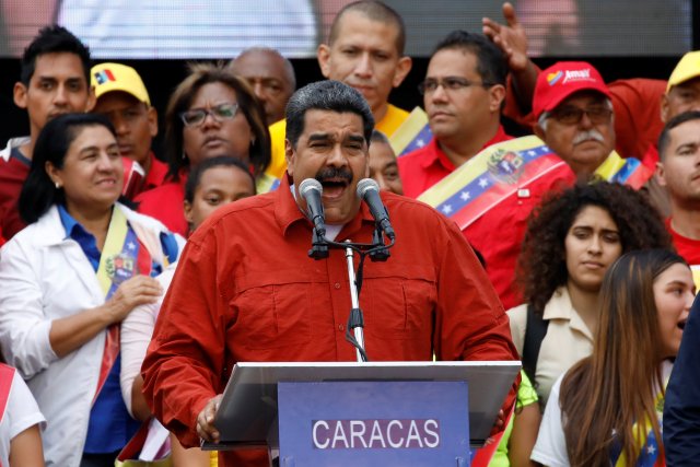Venezuela's President Nicolas Maduro speaks during a campaign rally in Caracas, Venezuela May 4, 2018. REUTERS/Carlos Garcia Rawlins