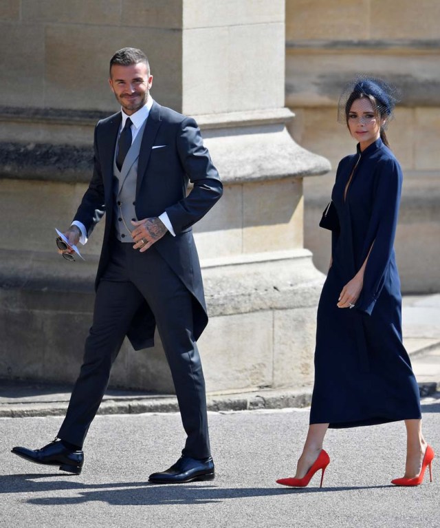David and Victoria Beckham arrive to the wedding of Britain's Prince Harry to Meghan Markle in Windsor, Britain, May 19, 2018. REUTERS/Toby Melville/Pool