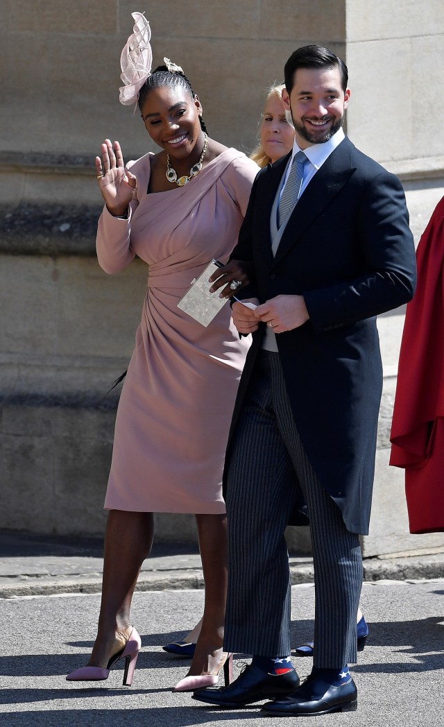 Tennis player Serena Williams arrives with her husband Alexis Ohanian to the wedding of Prince Harry and Meghan Markle in Windsor, Britain, May 19, 2018. REUTERS/Toby Melville/Pool