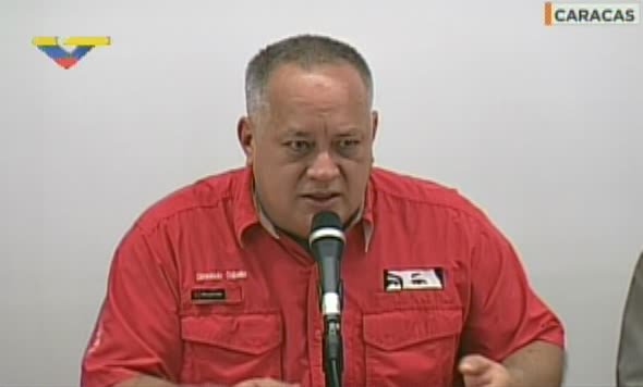 El constituyente Diosdado Cabello durante una rueda de prensa de la Dirección Nacional del Psuv (Foto captura de VTV)