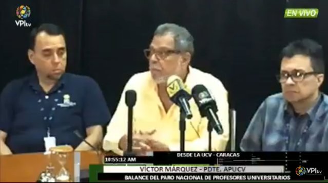 Víctor Márquez, presidente de la Asociación de Profesores de la UCV | Foto: @VPITV