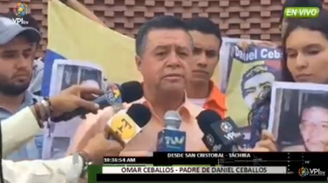 Omar Ceballos, padre del ex alcalde de San Cristóbal, estado Táchira, Daniel Ceballos | Foto: @VPITV