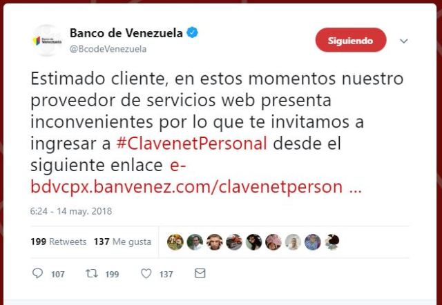 Tuit Banco de Venezuela