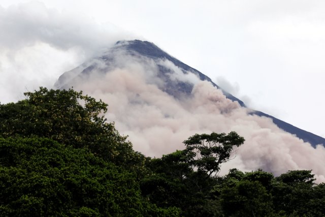A view of a lahar from the crater of the Fuego volcano is seen from El Rodeo in Escuintla, Guatemala June 8, 2018. REUTERS/Carlos Jasso