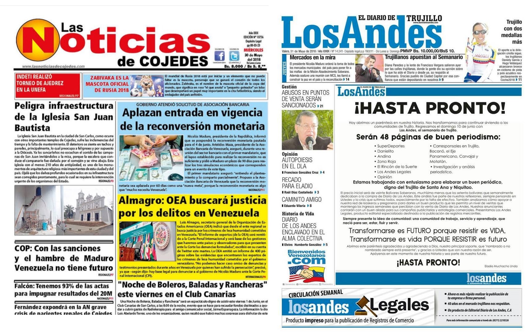 El socialismo contra la información: Dos periódicos regionales suspenden su circulación