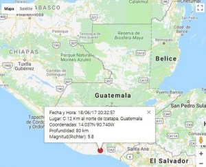 Un sismo de magnitud 5,7 sacude Guatemala sin causar daños