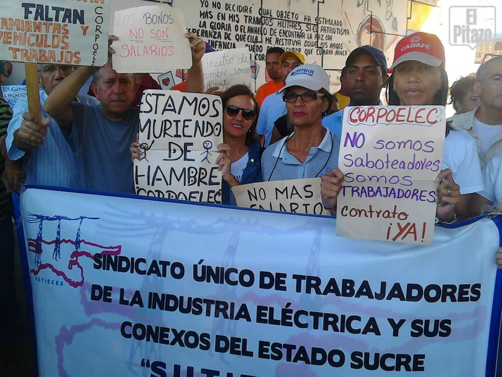 ¡Tiembla Maduro! Trabajadores de Corpoelec en Cumaná protestan por salarios dignos