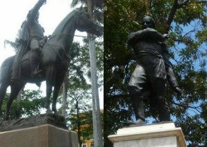 Robaron las placas de las estatuas de Simón Bolívar y Pedro Freites en Barcelona (fotos)