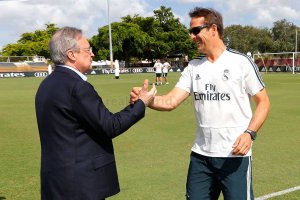Florentino Pérez presenció el entrenamiento matinal del Real Madrid en Miami
