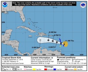 Mantienen la alerta en países de las Antillas Menores por tormenta tropical Kirk
