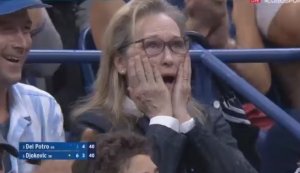 La reacción de la actriz Meryl Streep tras un punto de Del Potro en la final del Abierto de EEUU (Video)