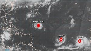 Huracanes Florence y Helene, y tormenta Isaac se fortalecen en aguas del Atlántico