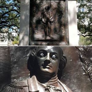 ¿Quién hizo esto? Buscan al vándalo que puso ojos saltones en una estatua de Georgia (fotos)