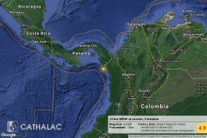 Un sismo de magnitud 4,7 sacudió la región entre Panamá y Colombia