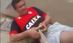 Caimán ataca a un hombre en plena calle en Brasil (Video)