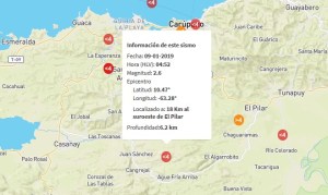 Sismo de magnitud 2.6 en El Pilar #9Ene