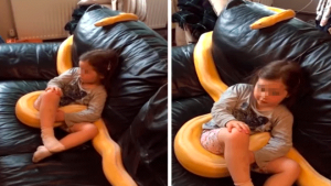 VIRAL: Las redes se conmocionan con el video de una niña jugando con su pitón albina