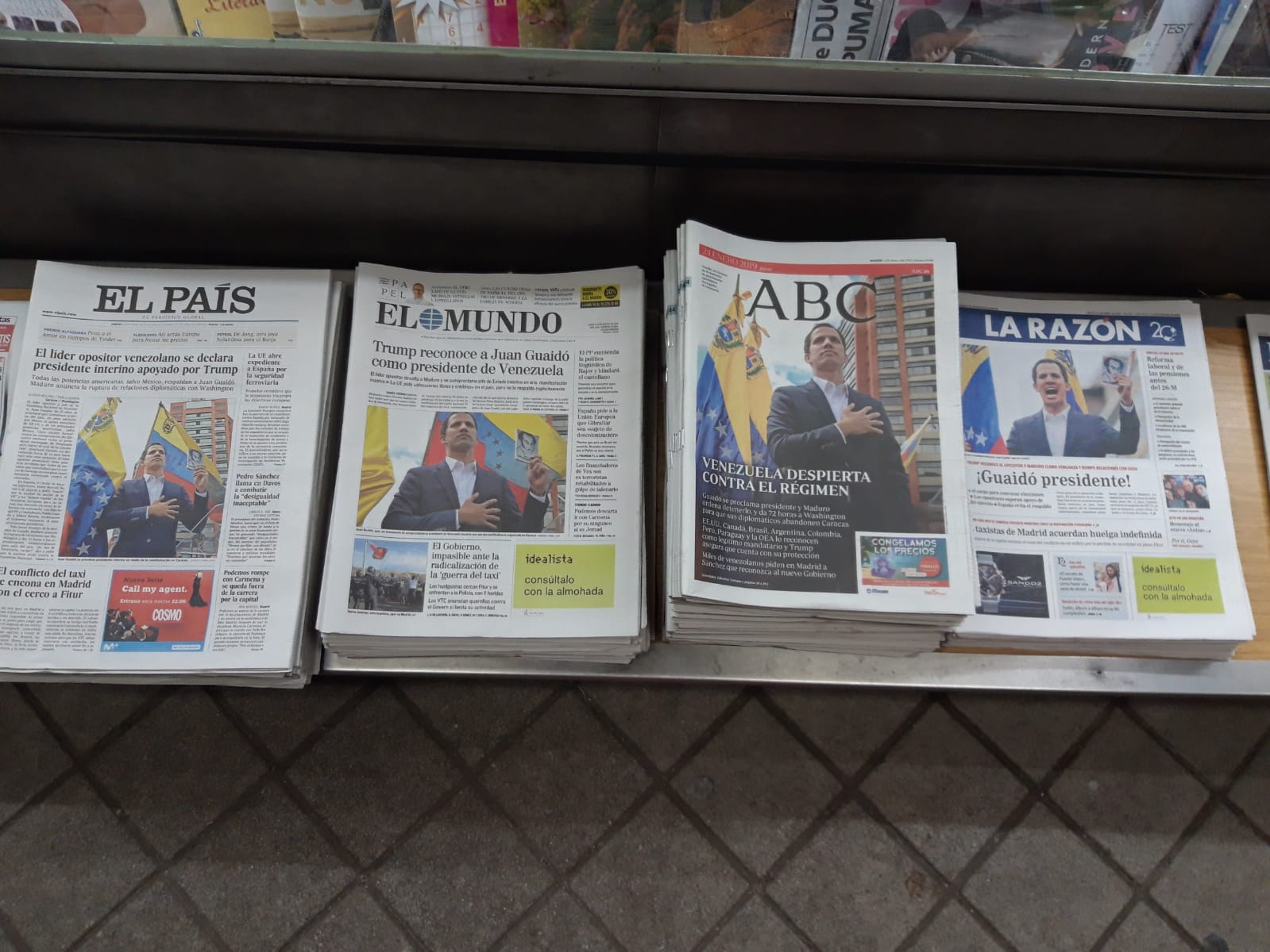 LA FOTO: Guaidó, en primera plana de los principales periódicos españoles