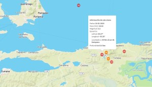 Sismo de magnitud 3.2 al sur de Carúpano #16Ene