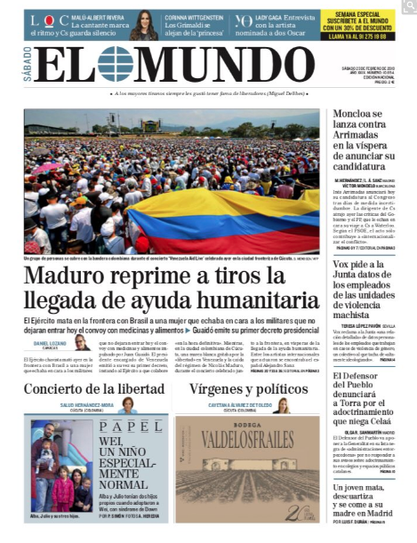 La represión de Maduro ante la ayuda humanitaria ocupa primeras planas de la prensa internacional (Fotos)