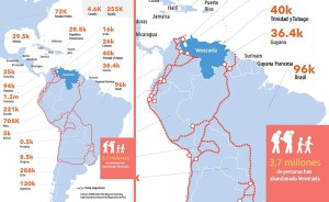 El impactante mapa que muestra las rutas del masivo éxodo venezolano