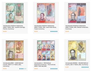 Así venden los billetes venezolanos en el mundo
