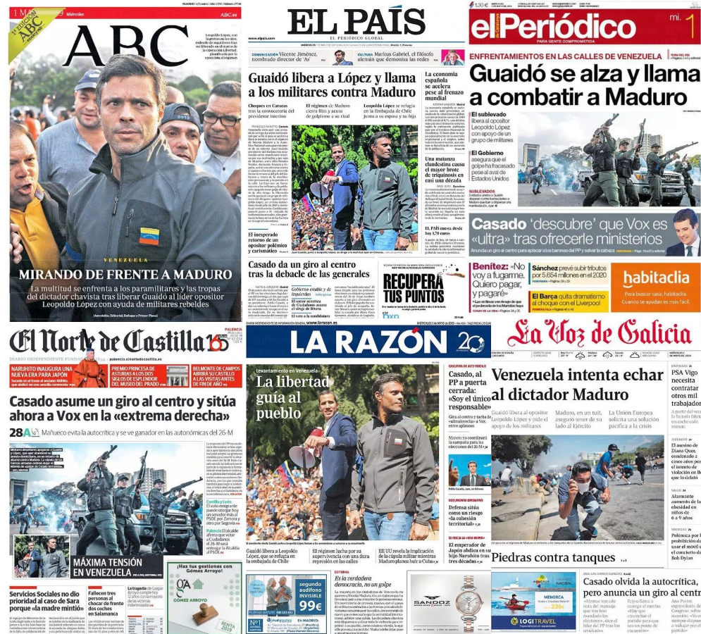 Los rostros de Guaidó y López protagonizan las portadas internacionales