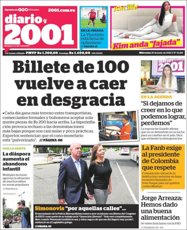 Portadas de este miércoles 26 de junio de 2019