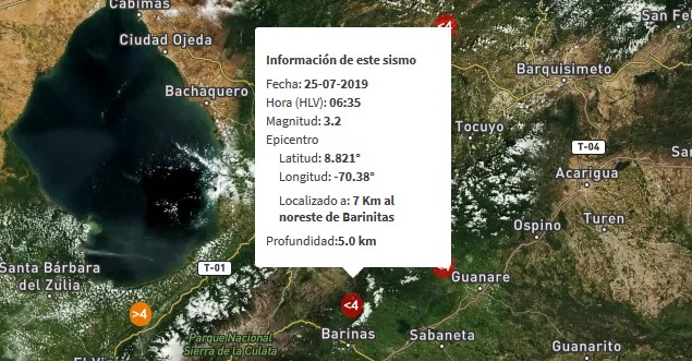 Sismo de magnitud 3.2 en Barinitas