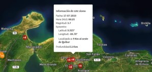Sismo de magnitud 3.7 en Quibor