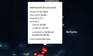 Sismo de magnitud 3.7 en Güiria
