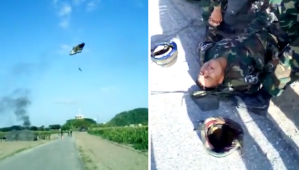 El aparatoso accidente de un cadete tras fallarle su paracaídas endógeno en Maracay (VIDEO)