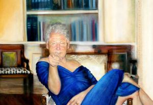 Epstein tenía un retrato de Bill Clinton con el vestido azul y los tacones rojos de Hillary (FOTO)