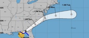 Ojo del ciclón postropical Néstor toca tierra en el noroeste de Florida