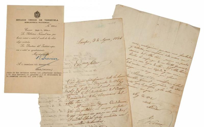 Subastadas cartas de Bolívar procedentes de fondo acusado de estafa