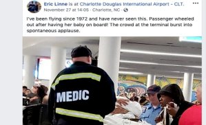 Entró en labores de parto en pleno vuelo y dio a luz al llegar a Carolina del Norte