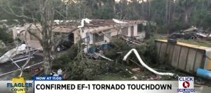 Tornado de clase EF-1 tocó tierra en el Condado de Flager dejando destrozos a su paso