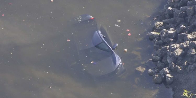 Buzos buscan a posibles ocupantes de un carro sumergido en un canal de Opa-locka